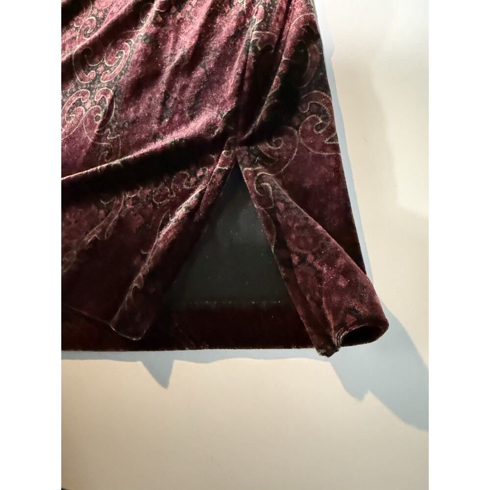 Sag Harbor Velour Velvet Tunic Top 1X Long Sleeve Burgundy Red Holiday Paisley - Picture 9 of 9